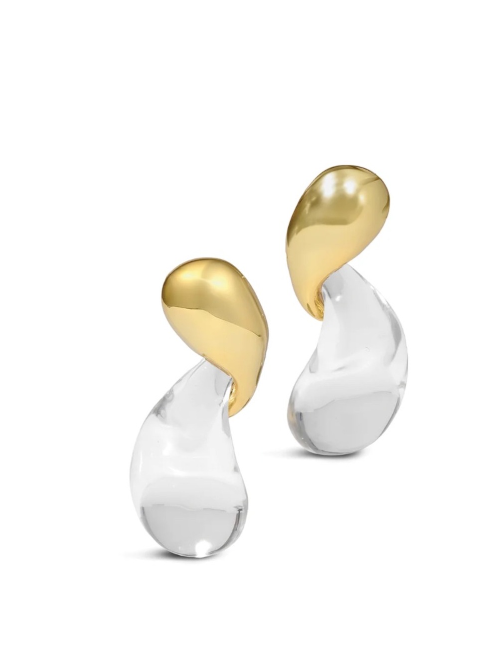 ALEXIS BITTAR • Clear Liquid Lucite Gold Twisted Rain Dance Drop Earrings